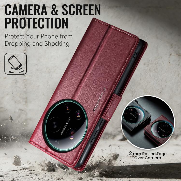 For Xiaomi 17 Ultra CaseMe 023 Butterfly Buckle Litchi Texture RFID Anti-theft Leather Phone Case