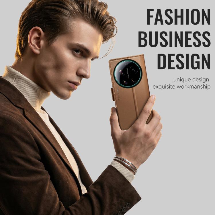 For Xiaomi 17 Ultra CaseMe 023 Butterfly Buckle Litchi Texture RFID Anti-theft Leather Phone Case