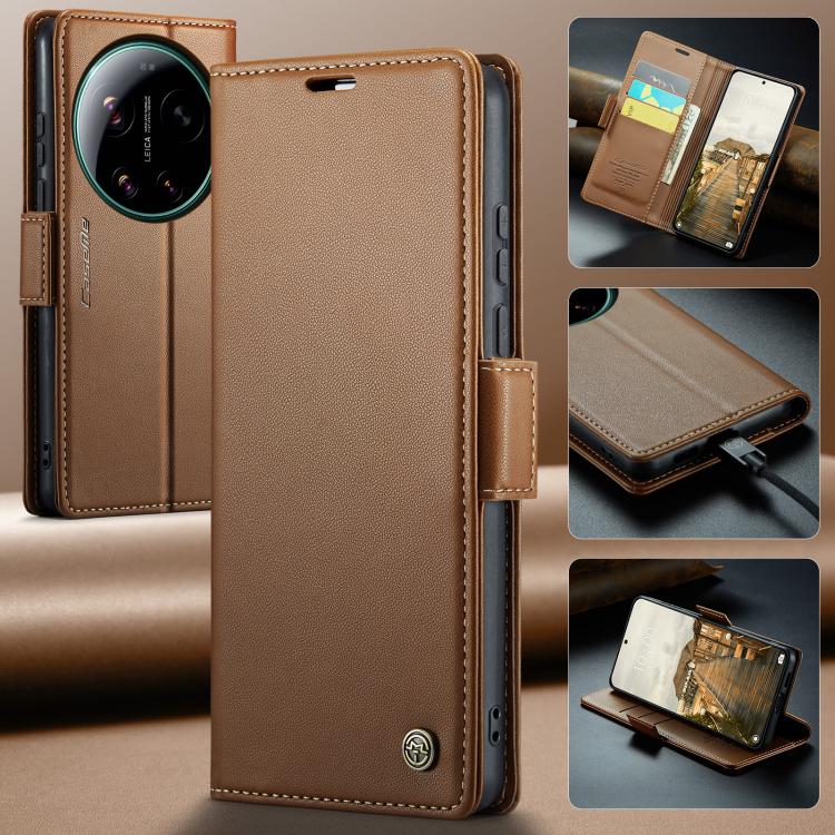 For Xiaomi 17 Ultra CaseMe 023 Butterfly Buckle Litchi Texture RFID Anti-theft Leather Phone Case