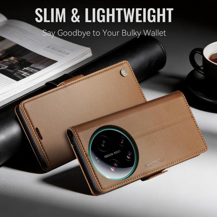For Xiaomi 17 Ultra CaseMe 023 Butterfly Buckle Litchi Texture RFID Anti-theft Leather Phone Case