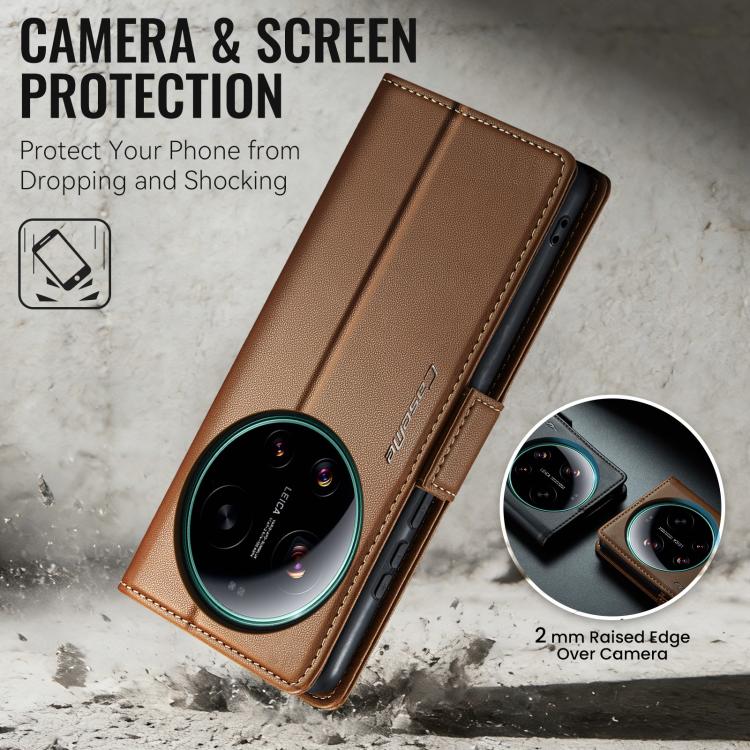 For Xiaomi 17 Ultra CaseMe 023 Butterfly Buckle Litchi Texture RFID Anti-theft Leather Phone Case