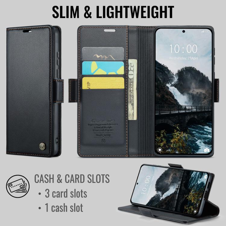 For Xiaomi 17 Ultra CaseMe 023 Butterfly Buckle Litchi Texture RFID Anti-theft Leather Phone Case