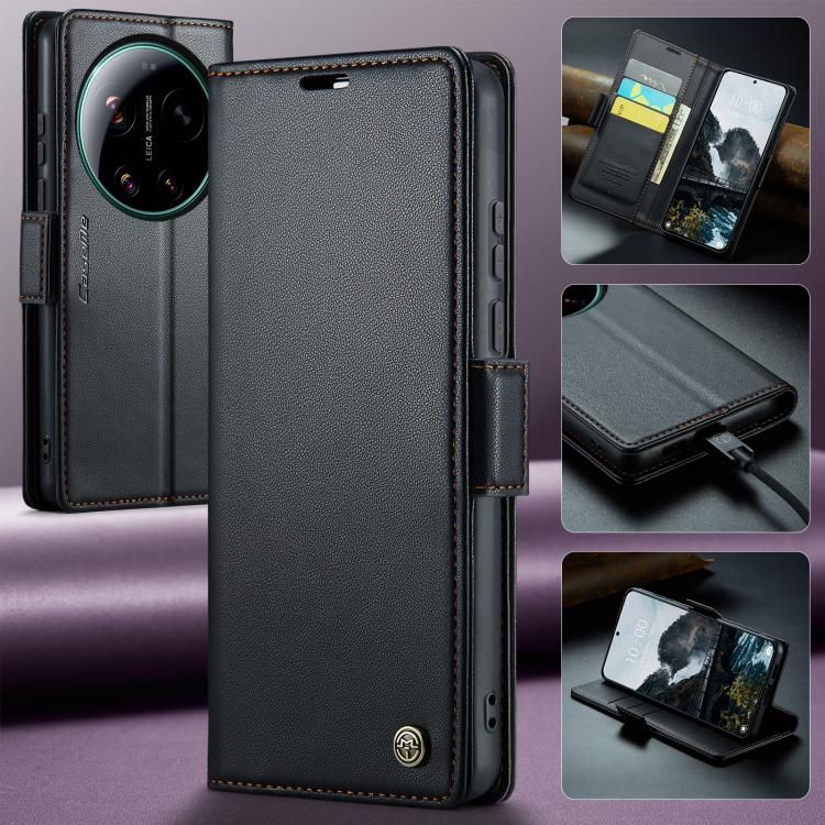 For Xiaomi 17 Ultra CaseMe 023 Butterfly Buckle Litchi Texture RFID Anti-theft Leather Phone Case