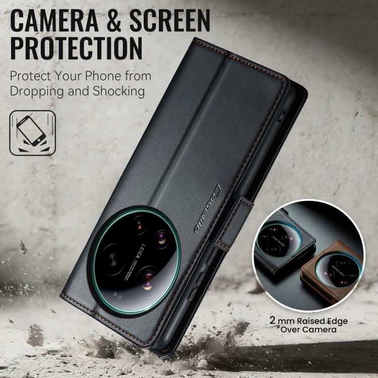 For Xiaomi 17 Ultra CaseMe 023 Butterfly Buckle Litchi Texture RFID Anti-theft Leather Phone Case