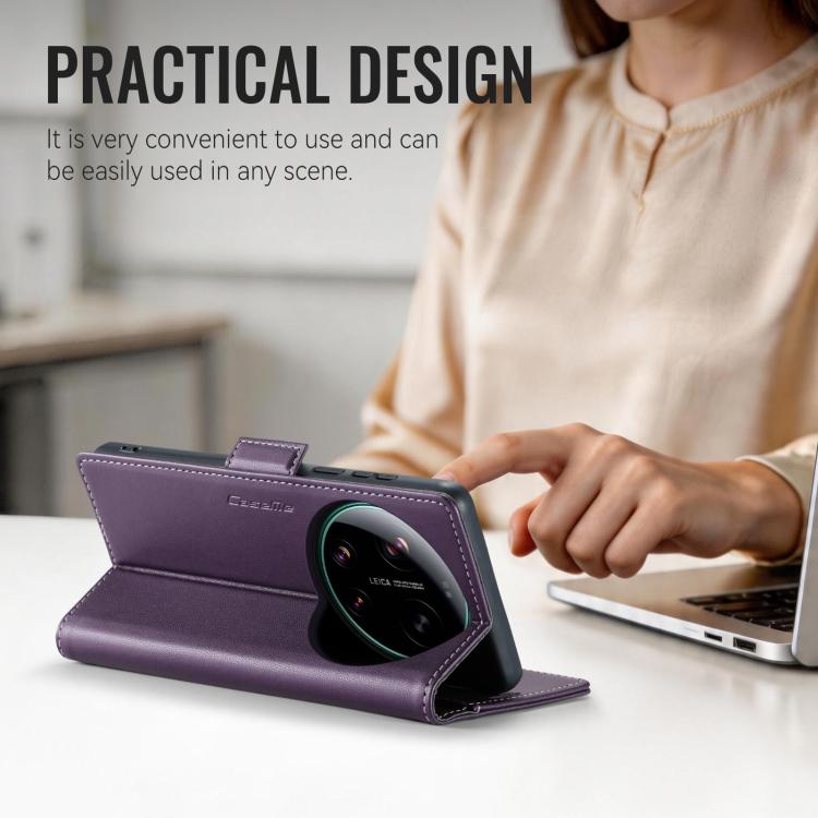 For Xiaomi 17 Ultra CaseMe 023 Butterfly Buckle Litchi Texture RFID Anti-theft Leather Phone Case