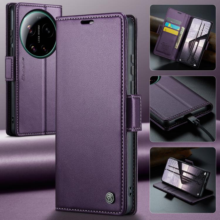 For Xiaomi 17 Ultra CaseMe 023 Butterfly Buckle Litchi Texture RFID Anti-theft Leather Phone Case