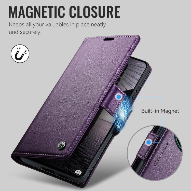 For Xiaomi 17 Ultra CaseMe 023 Butterfly Buckle Litchi Texture RFID Anti-theft Leather Phone Case