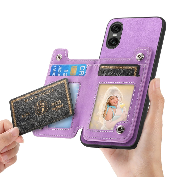 For Sony Xperia 10 VI Retro MagSafe Zipper Wallet Card Bag Back Phone Case