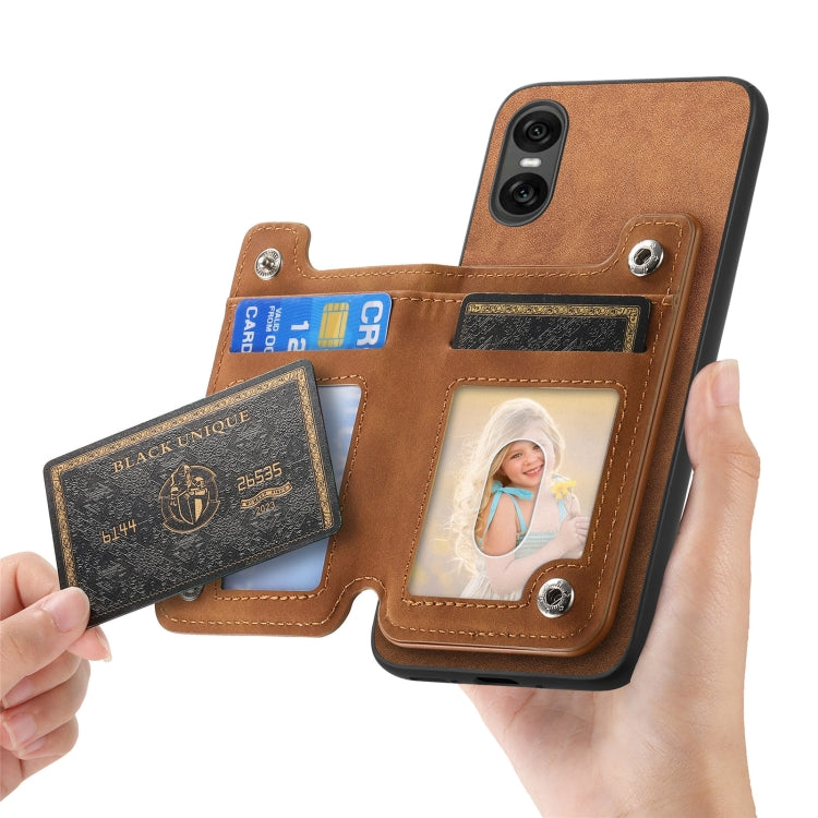 For Sony Xperia 5 V Retro MagSafe Zipper Wallet Card Bag Back Phone Case