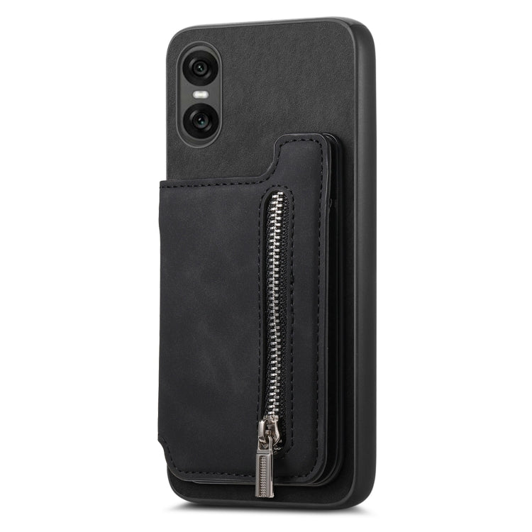 For Sony Xperia 5 V Retro MagSafe Zipper Wallet Card Bag Back Phone Case