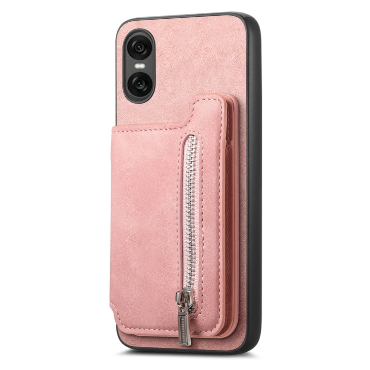 For Sony Xperia 1 V Retro MagSafe Zipper Wallet Card Bag Back Phone Case