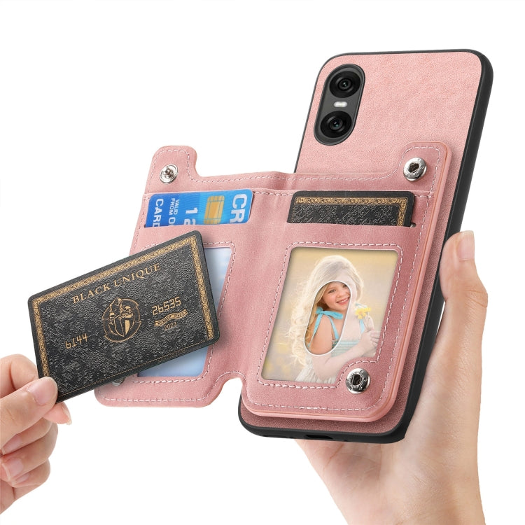 For Sony Xperia 1 V Retro MagSafe Zipper Wallet Card Bag Back Phone Case
