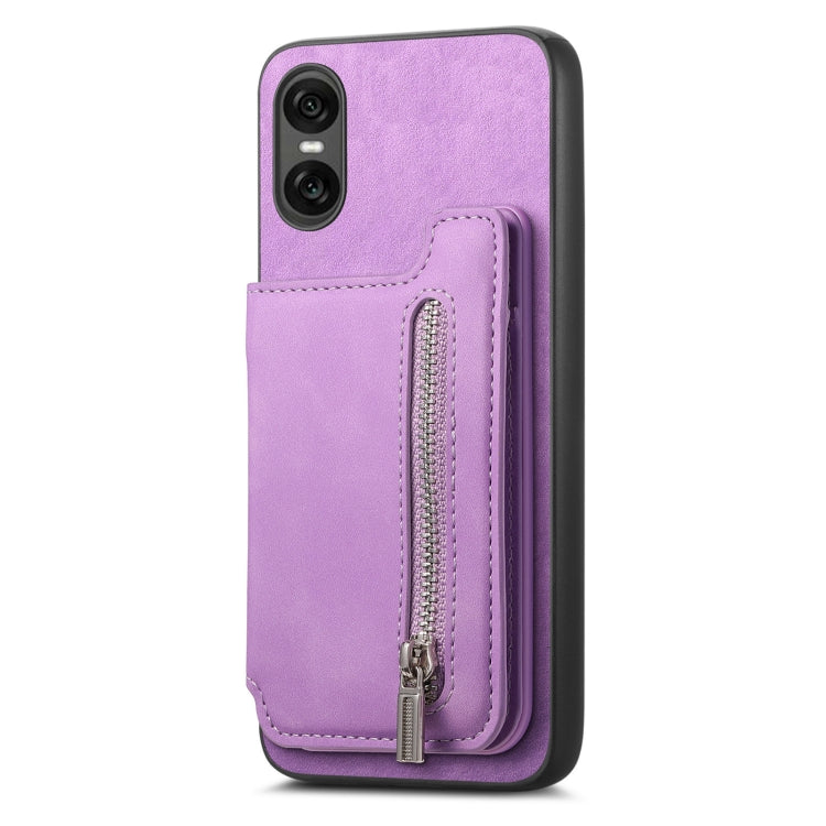 For Sony Xperia 1 V Retro MagSafe Zipper Wallet Card Bag Back Phone Case
