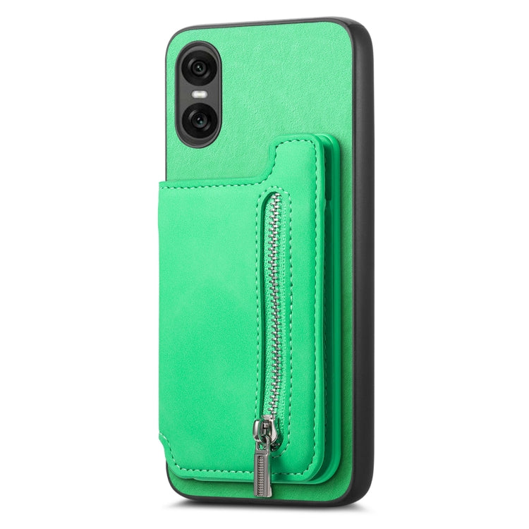 For Sony Xperia 10 V Retro MagSafe Zipper Wallet Card Bag Back Phone Case