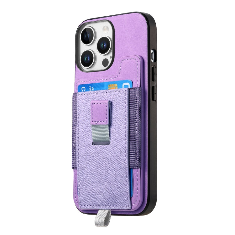 For iPhone 16 Pro Retro Magsafe Cross Leather Pull-Out Card Bag Back Phone Case