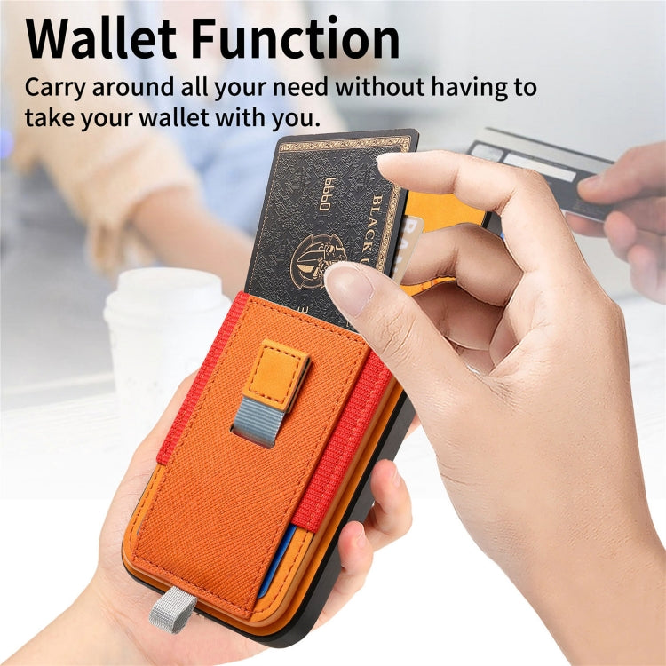 For iPhone 15 Pro max Retro Magsafe Cross Leather Pull-Out Card Bag Back Phone Case