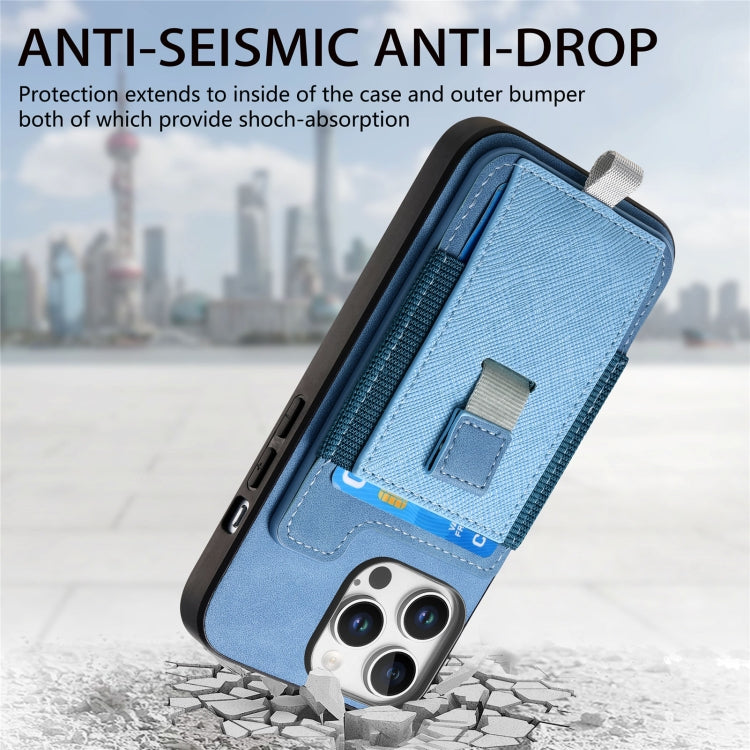 For iPhone 15 Retro Magsafe Cross Leather Pull-Out Card Bag Back Phone Case