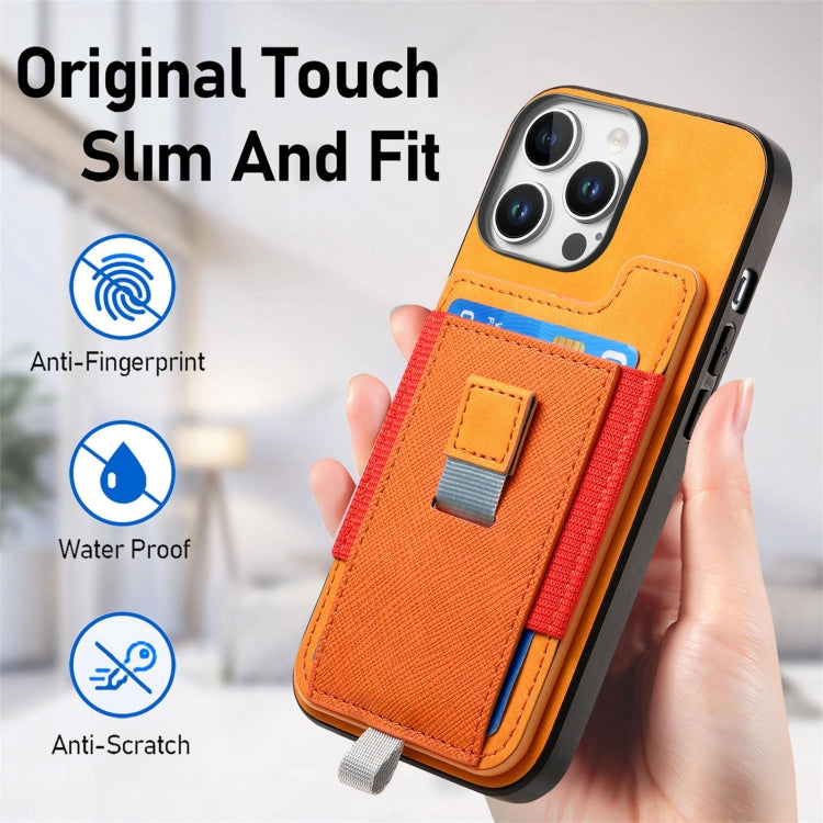 For iPhone 14 Plus Retro Magsafe Cross Leather Pull-Out Card Bag Back Phone Case