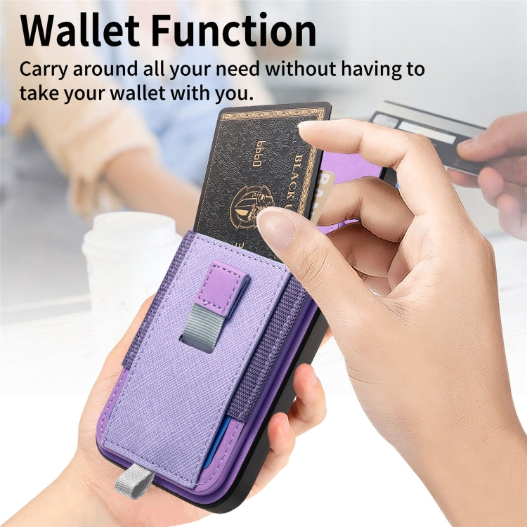 For iPhone 14 Retro Magsafe Cross Leather Pull-Out Card Bag Back Phone Case