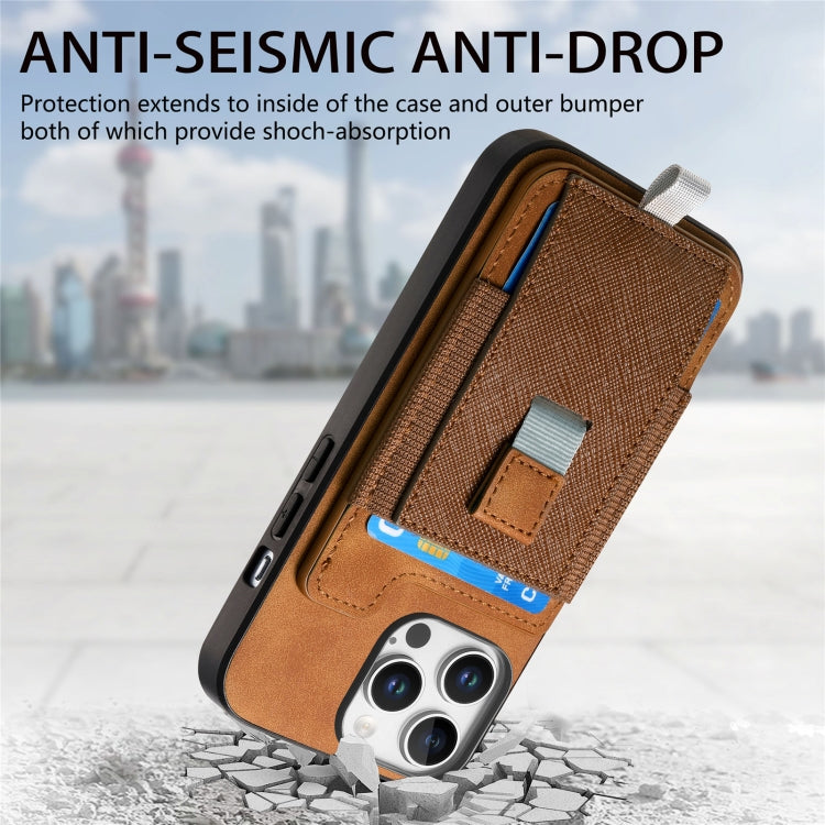 For iPhone 14 Retro Magsafe Cross Leather Pull-Out Card Bag Back Phone Case