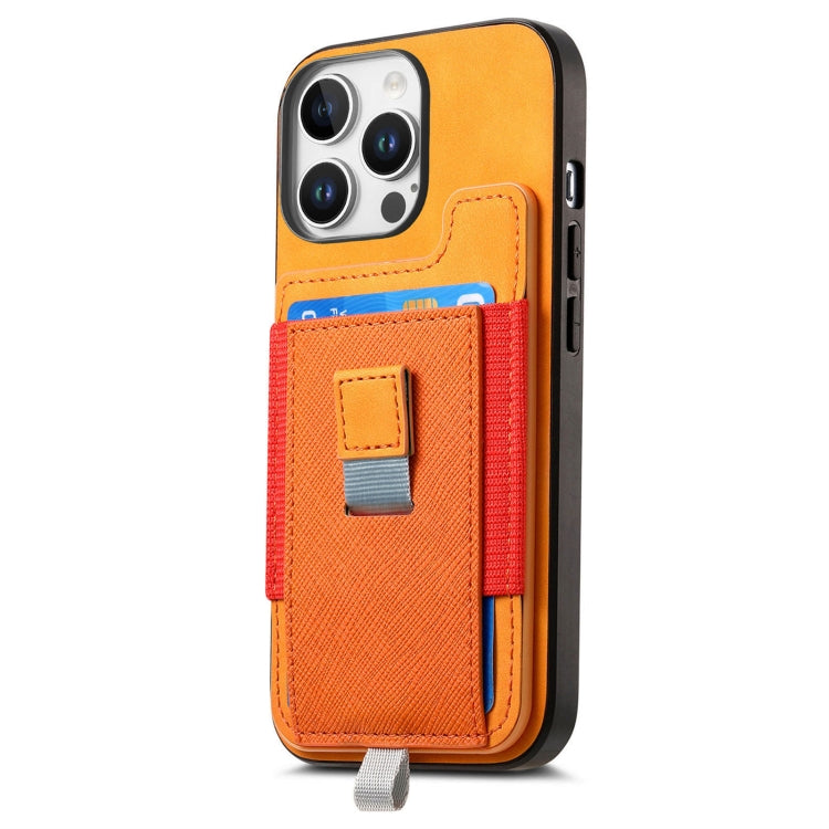 For iPhone 14 Pro Retro Magsafe Cross Leather Pull-Out Card Bag Back Phone Case