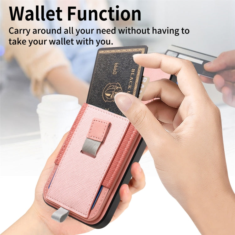 For iPhone 14 Pro Retro Magsafe Cross Leather Pull-Out Card Bag Back Phone Case
