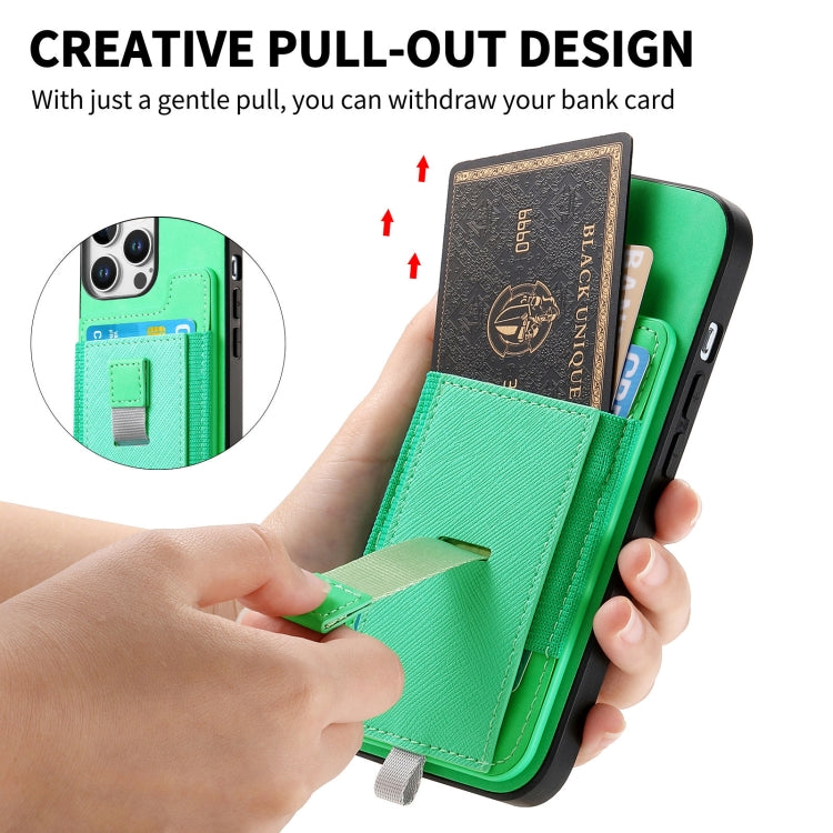 For iPhone 11 Pro Max Retro Magsafe Cross Leather Pull-Out Card Bag Back Phone Case