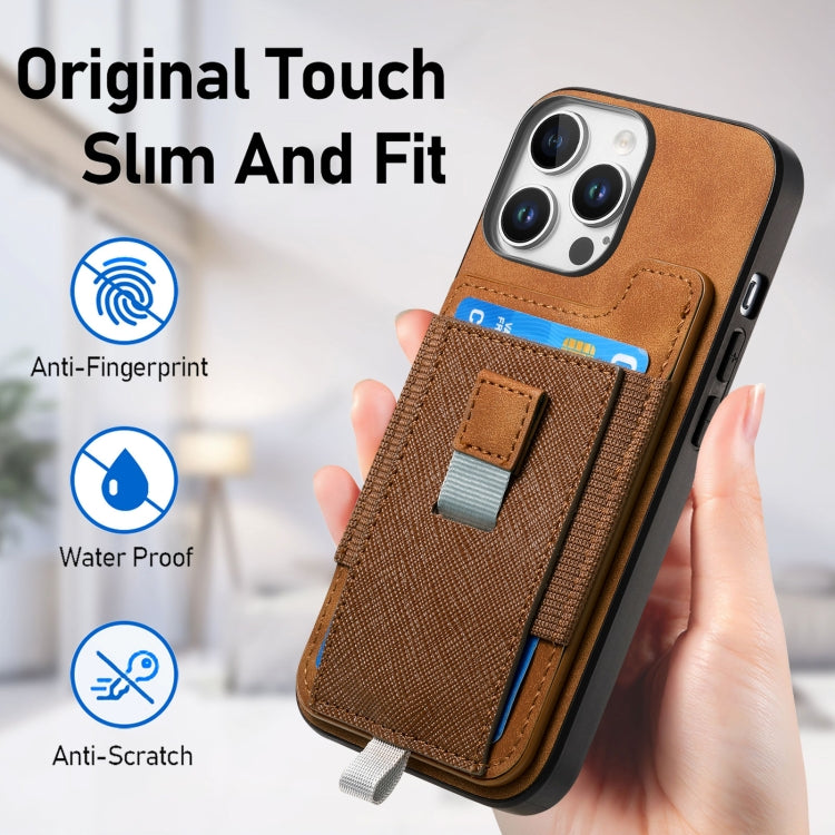 For iPhone 7 / 8 / SE 2022 Retro Magsafe Cross Leather Pull-Out Card Bag Back Phone Case