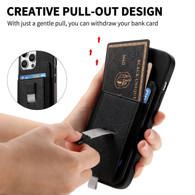For iPhone 7 / 8 / SE 2022 Retro Magsafe Cross Leather Pull-Out Card Bag Back Phone Case