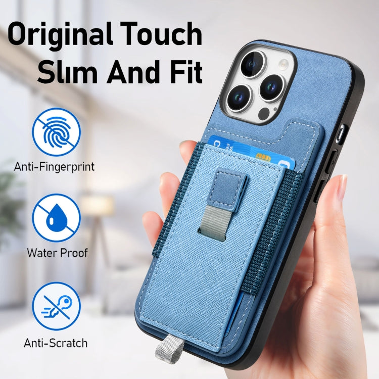 For iPhone 12 / 12 Pro Retro Magsafe Cross Leather Pull-Out Card Bag Back Phone Case