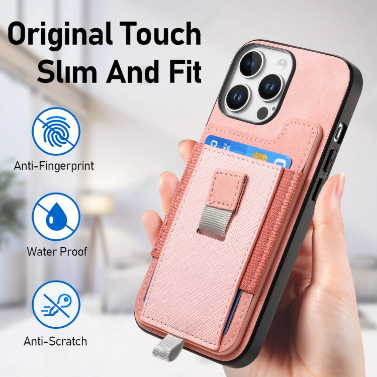 For iPhone 12 / 12 Pro Retro Magsafe Cross Leather Pull-Out Card Bag Back Phone Case