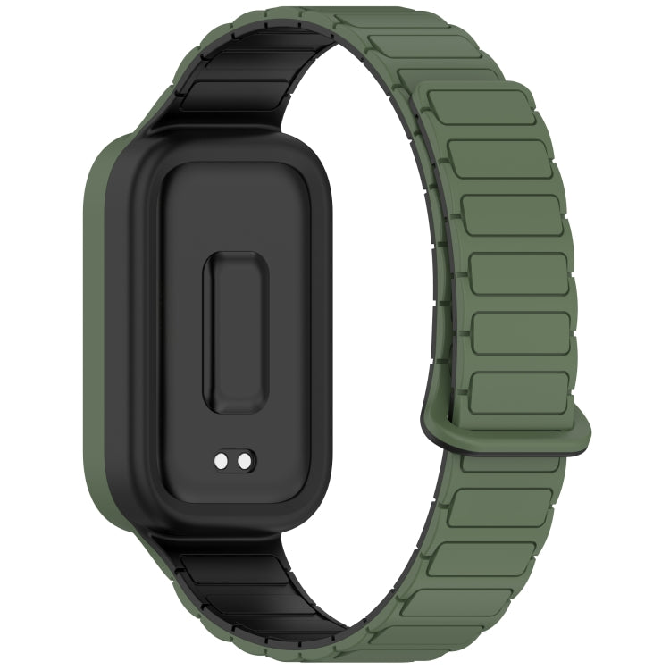 For Xiaomi Band 9 Active Dual Color Soft Case Integrated Magnetic Silicone Watch Band