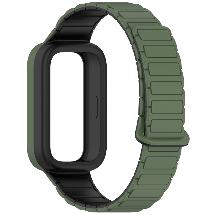 For Xiaomi Band 9 Active Dual Color Soft Case Integrated Magnetic Silicone Watch Band