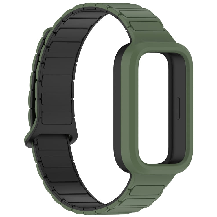 For Xiaomi Band 9 Active Dual Color Soft Case Integrated Magnetic Silicone Watch Band
