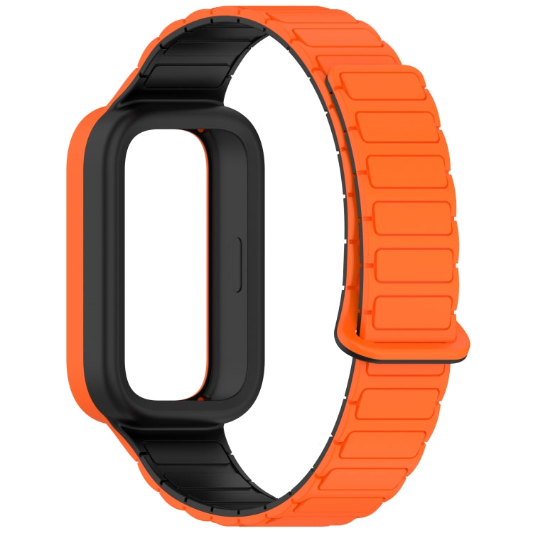 For Xiaomi Band 9 Active Dual Color Soft Case Integrated Magnetic Silicone Watch Band