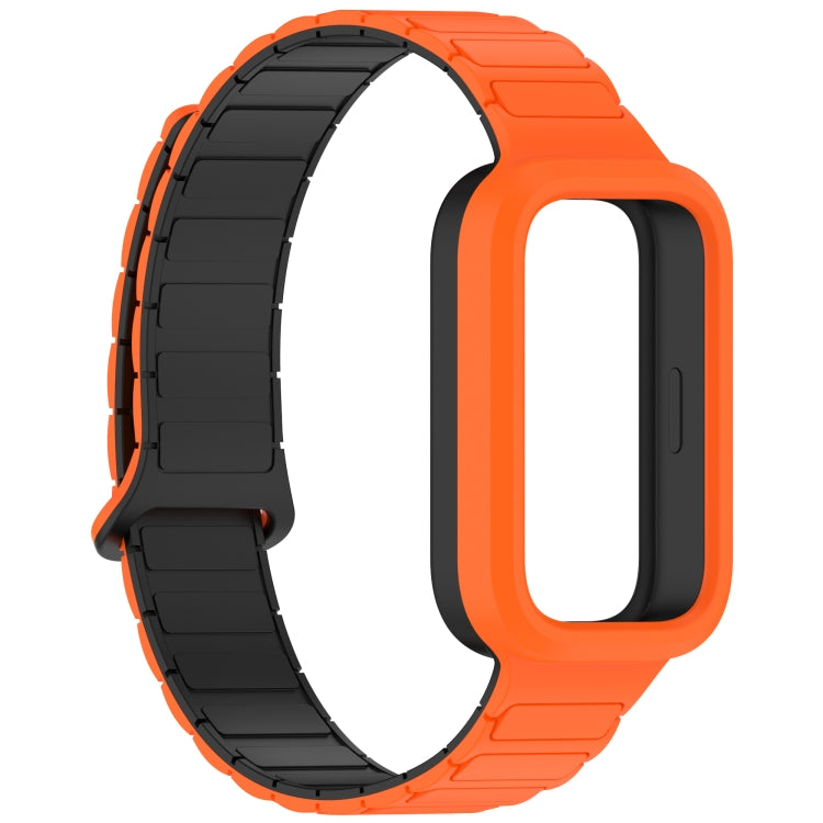 For Xiaomi Band 9 Active Dual Color Soft Case Integrated Magnetic Silicone Watch Band