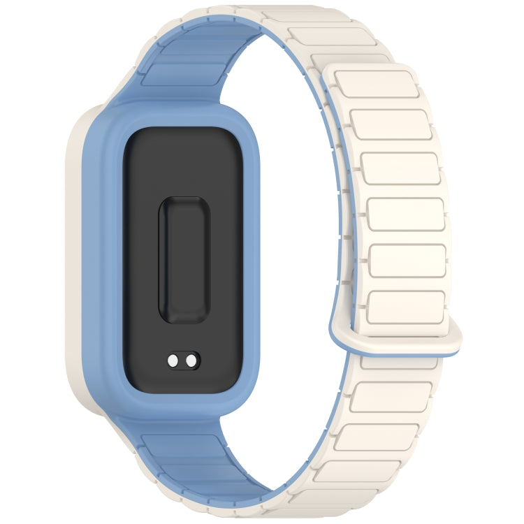 For Xiaomi Band 9 Active Dual Color Soft Case Integrated Magnetic Silicone Watch Band