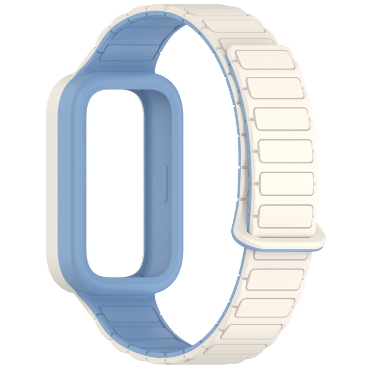 For Xiaomi Band 9 Active Dual Color Soft Case Integrated Magnetic Silicone Watch Band