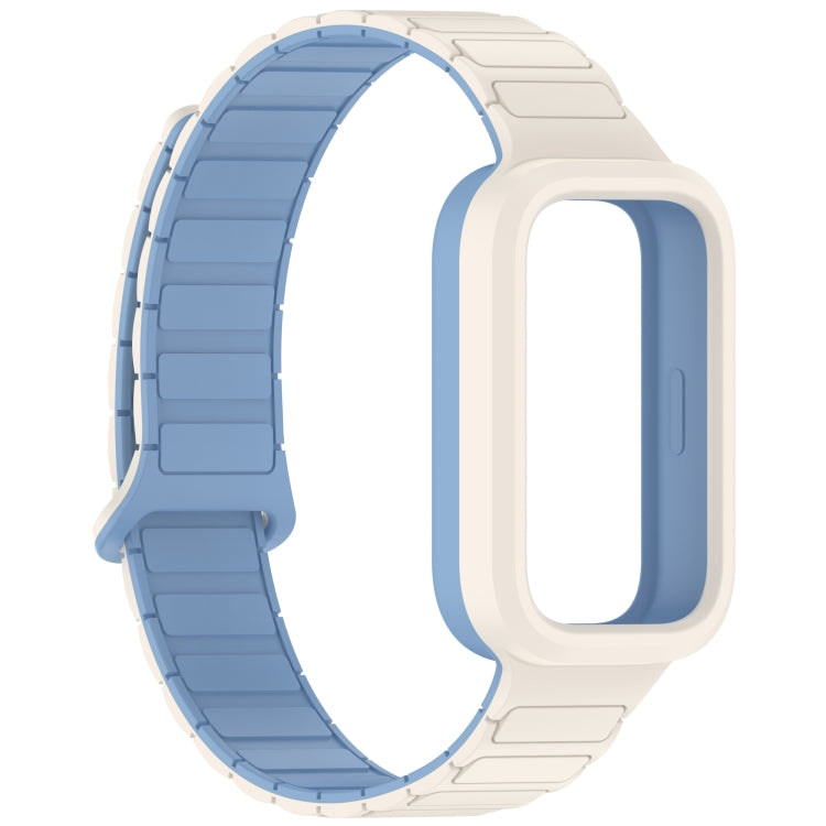 For Xiaomi Band 9 Active Dual Color Soft Case Integrated Magnetic Silicone Watch Band