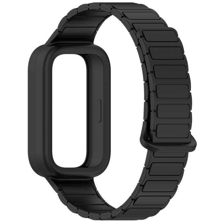 For Xiaomi Band 9 Active Dual Color Soft Case Integrated Magnetic Silicone Watch Band
