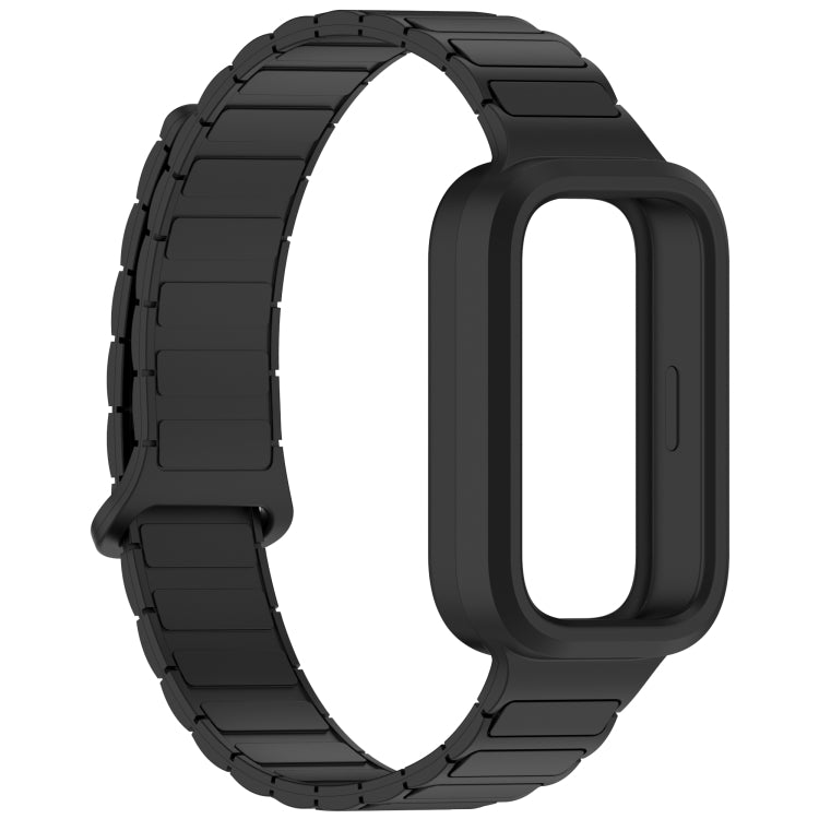 For Xiaomi Band 9 Active Dual Color Soft Case Integrated Magnetic Silicone Watch Band