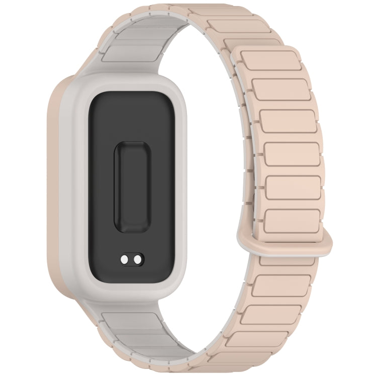 For Xiaomi Band 9 Active Dual Color Soft Case Integrated Magnetic Silicone Watch Band