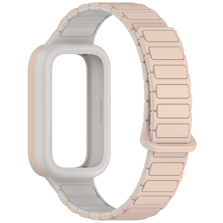 For Xiaomi Band 9 Active Dual Color Soft Case Integrated Magnetic Silicone Watch Band