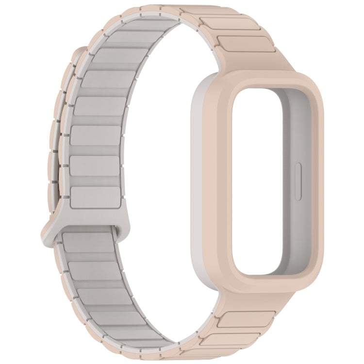 For Xiaomi Band 9 Active Dual Color Soft Case Integrated Magnetic Silicone Watch Band