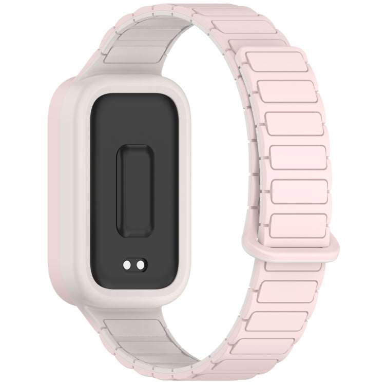 For Xiaomi Band 9 Active Dual Color Soft Case Integrated Magnetic Silicone Watch Band