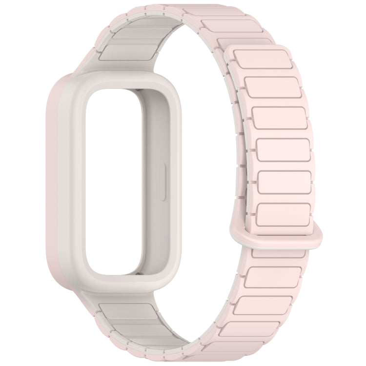 For Xiaomi Band 9 Active Dual Color Soft Case Integrated Magnetic Silicone Watch Band