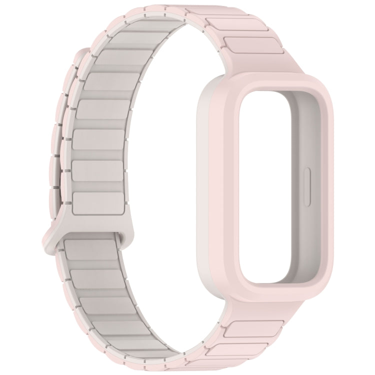 For Xiaomi Band 9 Active Dual Color Soft Case Integrated Magnetic Silicone Watch Band