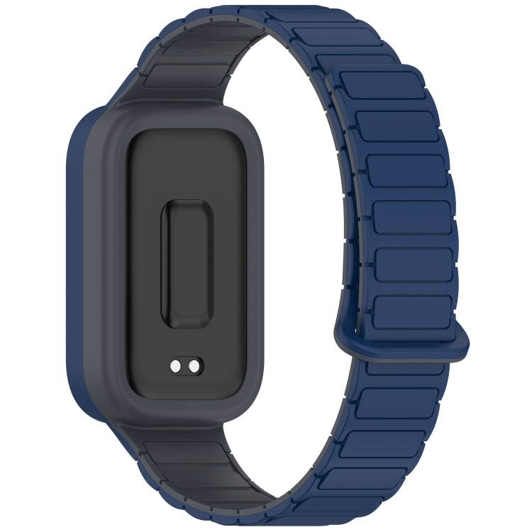 For Xiaomi Band 9 Active Dual Color Soft Case Integrated Magnetic Silicone Watch Band