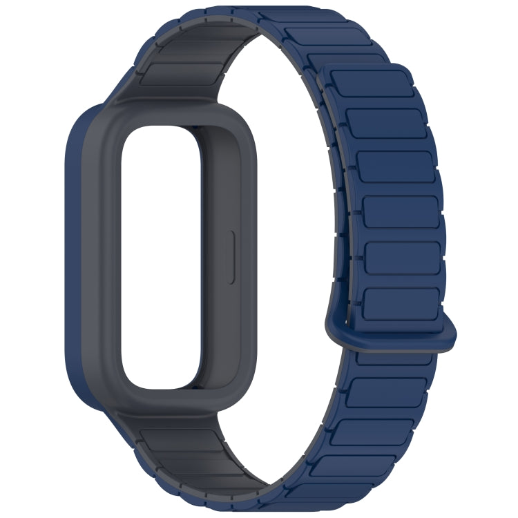For Xiaomi Band 9 Active Dual Color Soft Case Integrated Magnetic Silicone Watch Band