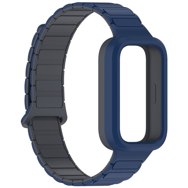 For Xiaomi Band 9 Active Dual Color Soft Case Integrated Magnetic Silicone Watch Band